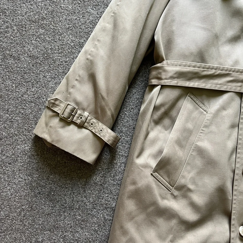 Vintage Double Breasted Belted Trench Coat Mens 44R Removable Down Puffer Lining